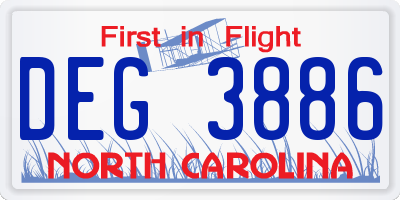 NC license plate DEG3886