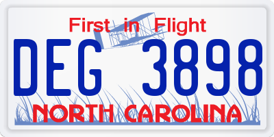 NC license plate DEG3898
