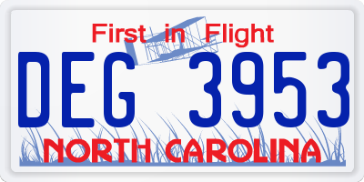 NC license plate DEG3953
