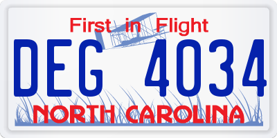 NC license plate DEG4034