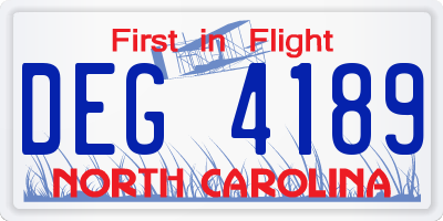 NC license plate DEG4189