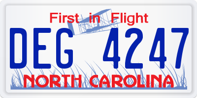 NC license plate DEG4247