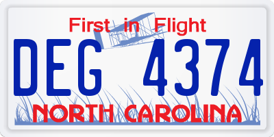 NC license plate DEG4374