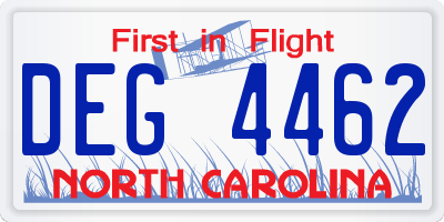 NC license plate DEG4462