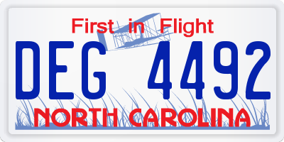 NC license plate DEG4492