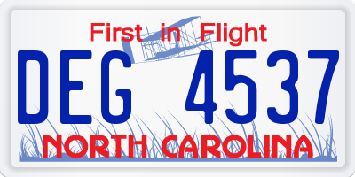 NC license plate DEG4537