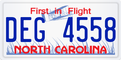 NC license plate DEG4558