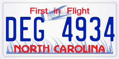 NC license plate DEG4934