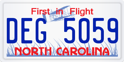 NC license plate DEG5059
