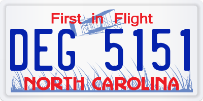 NC license plate DEG5151