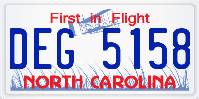 NC license plate DEG5158
