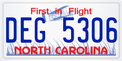 NC license plate DEG5306