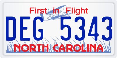NC license plate DEG5343