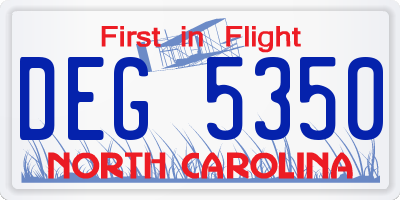 NC license plate DEG5350