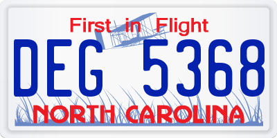 NC license plate DEG5368