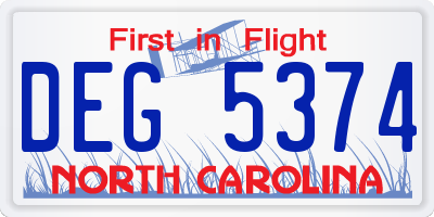 NC license plate DEG5374