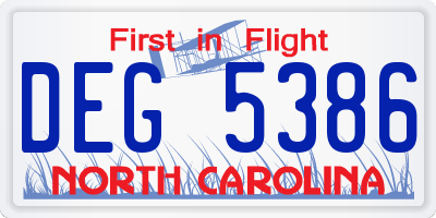 NC license plate DEG5386