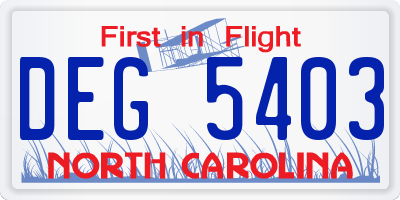 NC license plate DEG5403