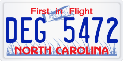 NC license plate DEG5472