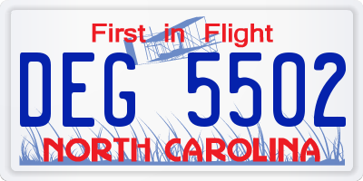 NC license plate DEG5502