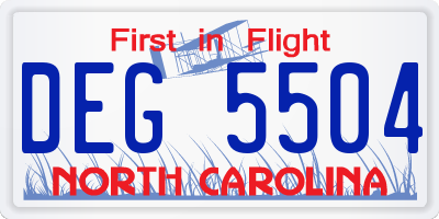 NC license plate DEG5504