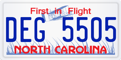 NC license plate DEG5505