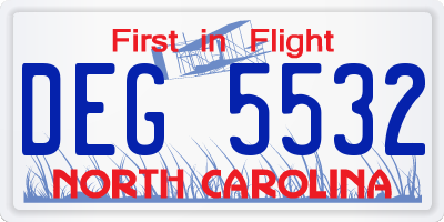 NC license plate DEG5532