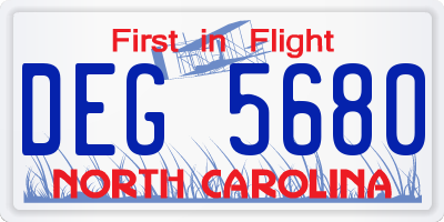 NC license plate DEG5680