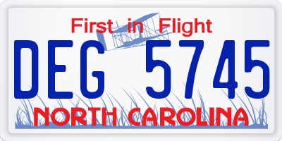 NC license plate DEG5745