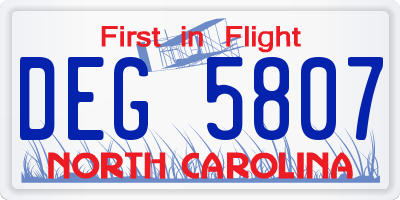 NC license plate DEG5807