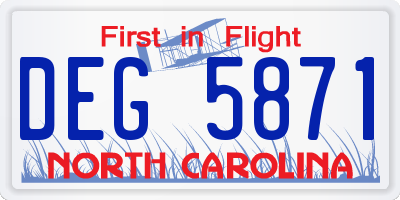 NC license plate DEG5871