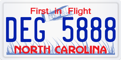 NC license plate DEG5888