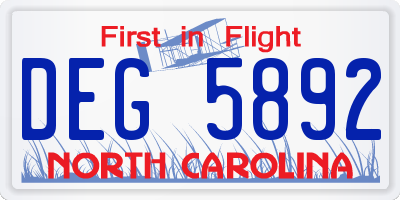 NC license plate DEG5892