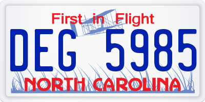 NC license plate DEG5985