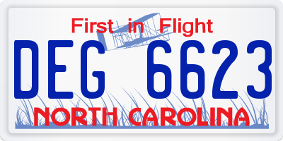 NC license plate DEG6623