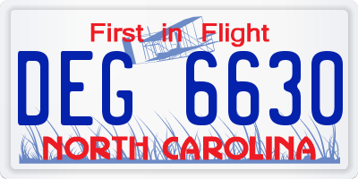 NC license plate DEG6630