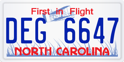 NC license plate DEG6647