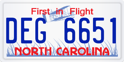 NC license plate DEG6651