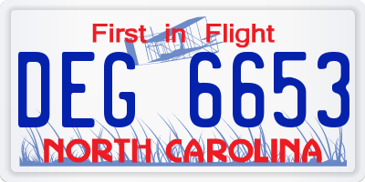 NC license plate DEG6653