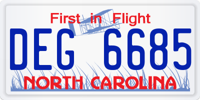 NC license plate DEG6685
