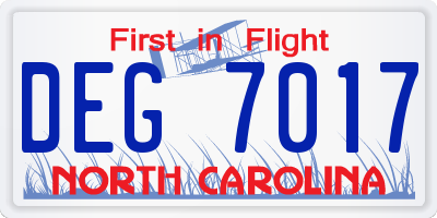 NC license plate DEG7017