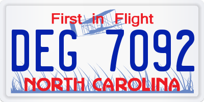 NC license plate DEG7092