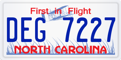 NC license plate DEG7227