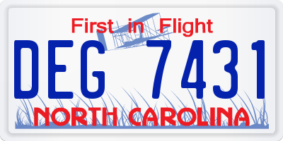 NC license plate DEG7431