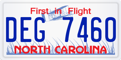 NC license plate DEG7460