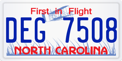 NC license plate DEG7508