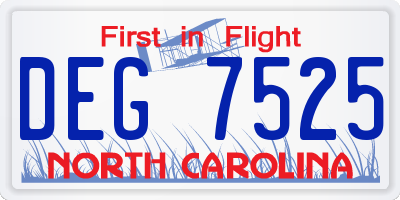 NC license plate DEG7525