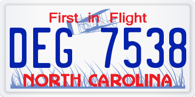 NC license plate DEG7538