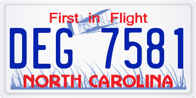 NC license plate DEG7581