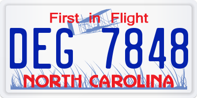 NC license plate DEG7848